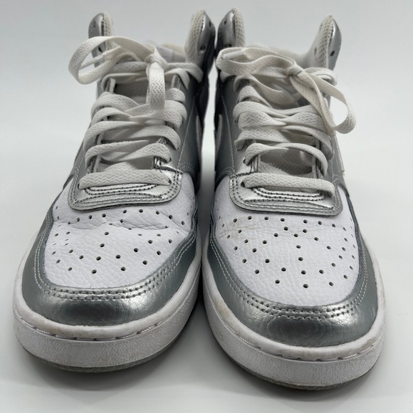Nike Court Vision Mid Womens Sneakers White Silver High Top Shoes 7.5 - Picture 2 of 6